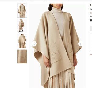 Loro Piana Cashmere Teodora Embroidered V-Collar Cloak Poncho Cape